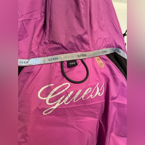 Guess Mid-Length Black Hooded Winter Zip-Up Jacket Women’s Medium - Picture 11 of 14